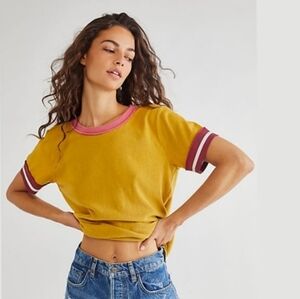 We The Free Yellow and Pink Short Sleeve Tee